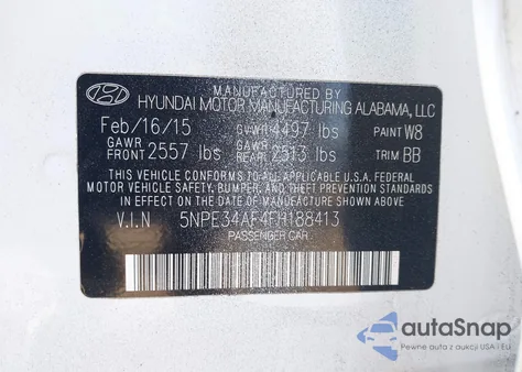 2015 Hyundai Sonata Limited из США, поврежденный, VIN 5NPE34AF4FH188413